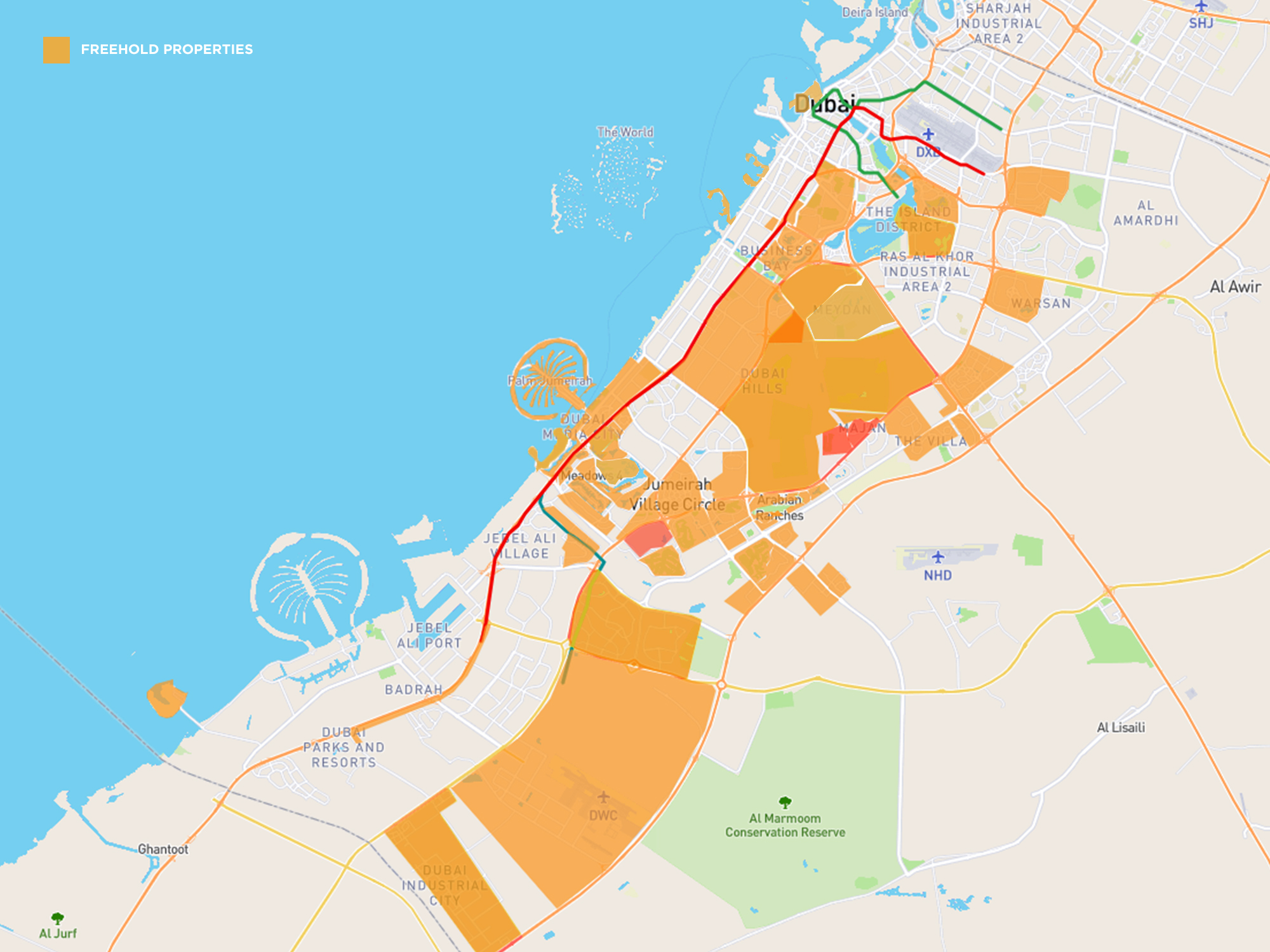 Map screen shot - Purchasing Freehold Property in Dubai Map screen shot - Purchasing Freehold Property in Dubai
